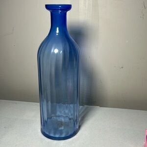 Vintage Tall See Thru Blue Glass Vase
